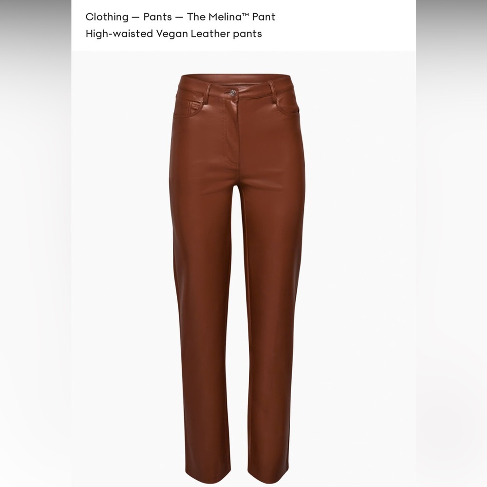 Sold Out Aritzia Wilfred Melina High Rise Vegan Leather Pant in Cognac